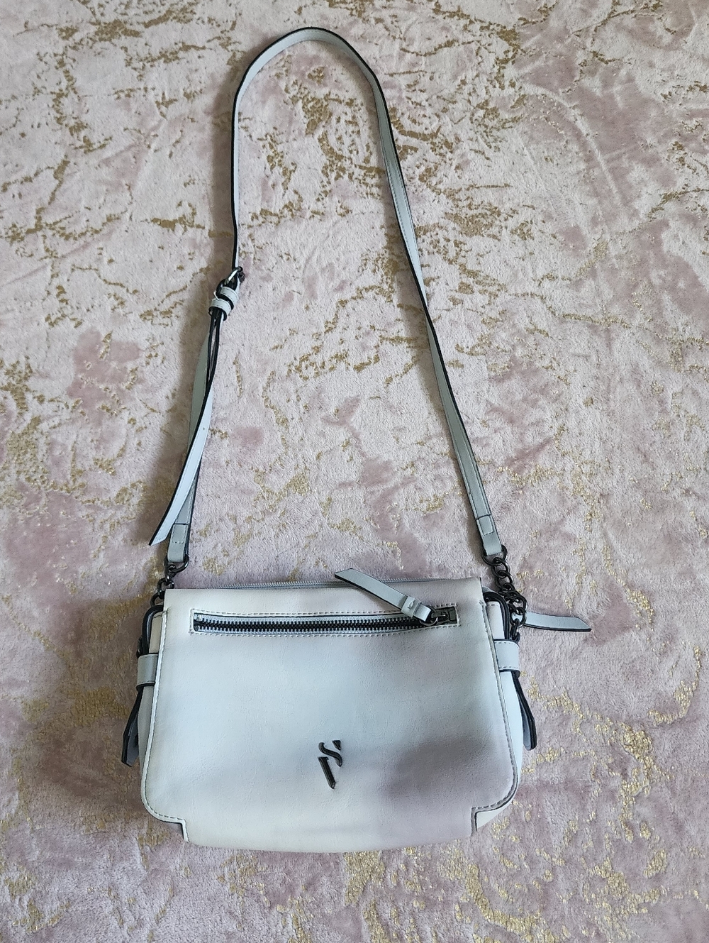 SIMPLY VERA | Light Gray Crossbody Shoulder Bag with Adjustable Strap
